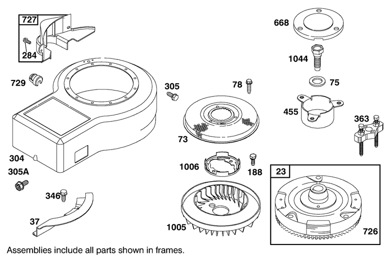 Blower Housing and Flywheel Assembly Briggs and Stratton 284707 1148 E1