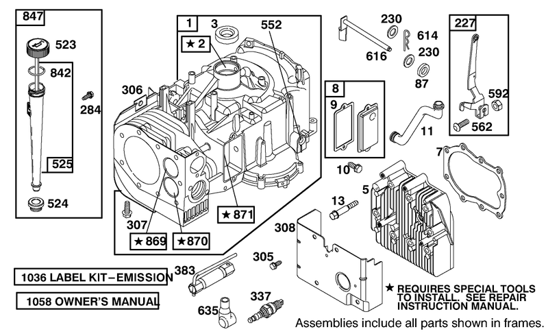 Cylinder Assembly Briggs and Stratton 284707 1148 E1