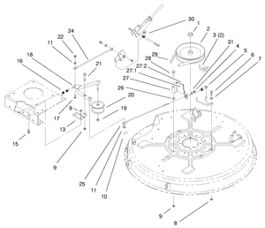 32in Deck Blade Drive and Braking Components Assembly