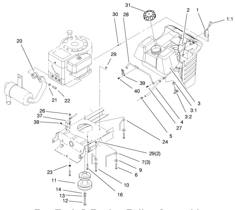 Gas Tank and Engine Pulley Assembly
