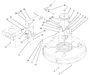 32in Deck Blade Drive and Braking Components Assembly