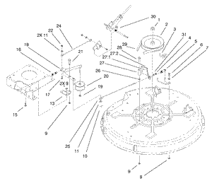 32in Deck Blade Drive and Braking Components Assembly