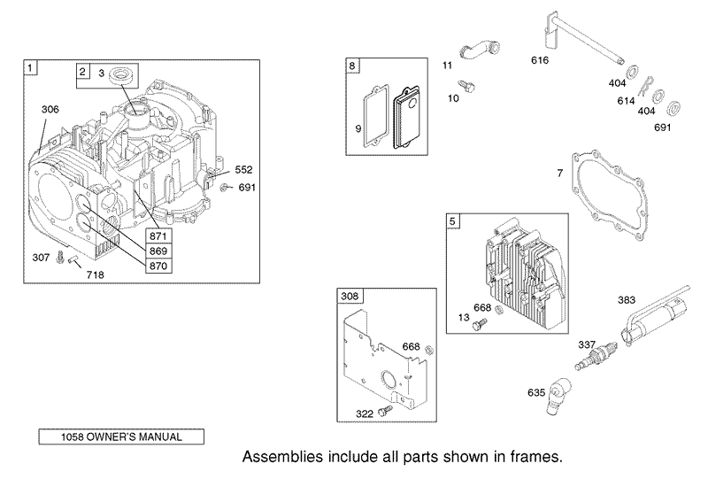Cylinder Assembly Engine Briggs and Stratton Model 28M707 1125 E1