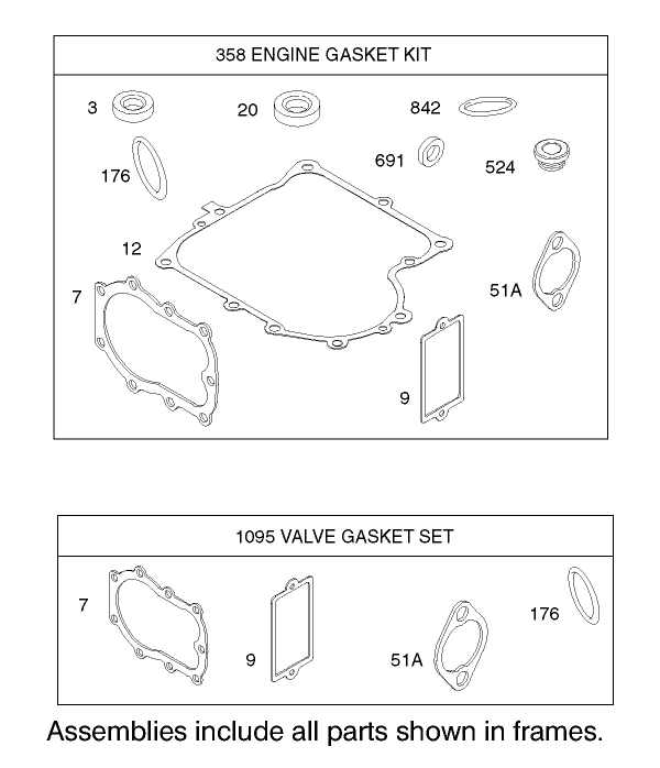 Gasket Assembly Engine Briggs and Stratton Model 28M707 1125 E1