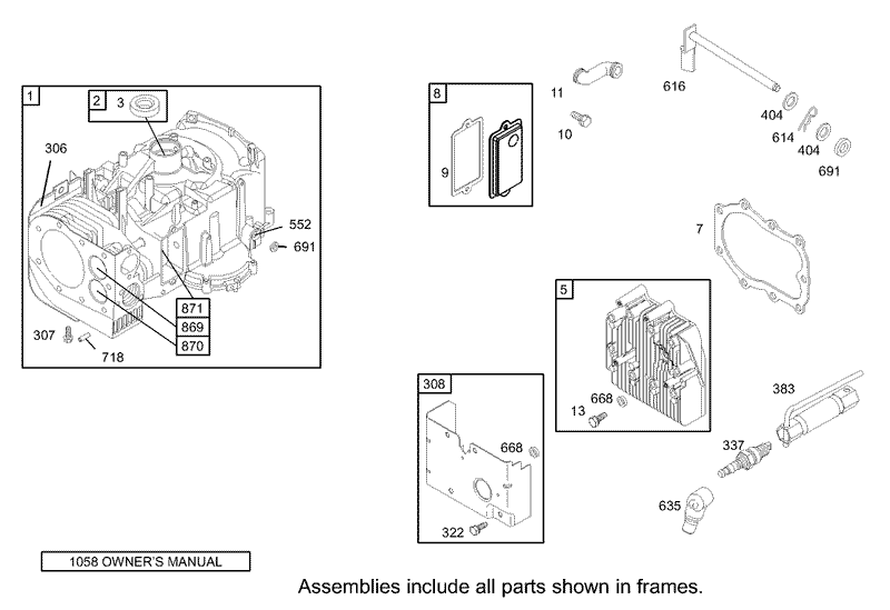 Cylinder Assembly Engine Briggs and Stratton Model 28M707 1125 E1