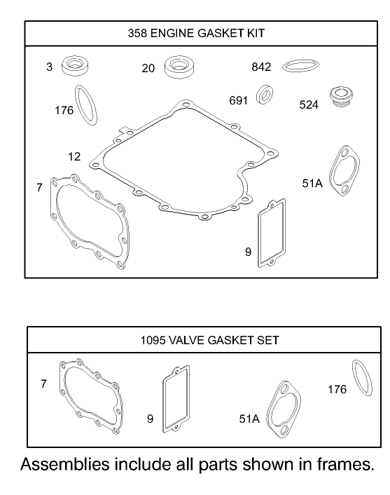 Gasket Assembly Engine Briggs and Stratton Model 28M707 1125 E1