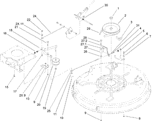 32 Inch Deck Blade Drive and Brake Assembly