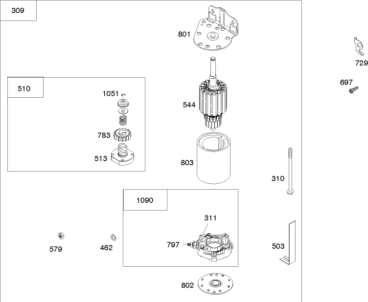 Starter Assembly Briggs and Stratton 219907 0170 E1