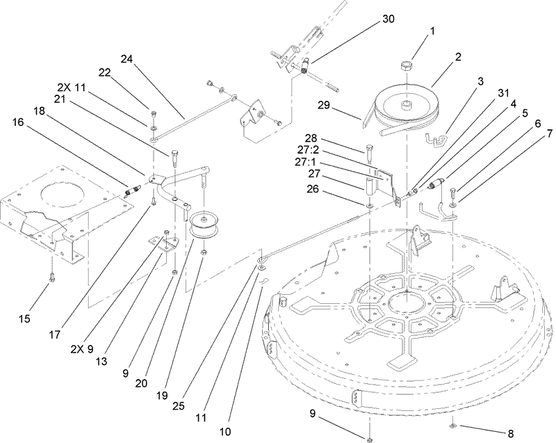 32 Inch Deck Blade Drive and Brake Assembly