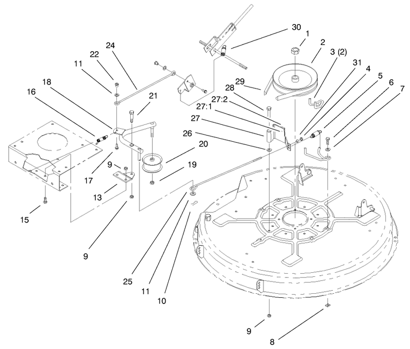 32in Deck Blade Drive and Braking Components Assembly