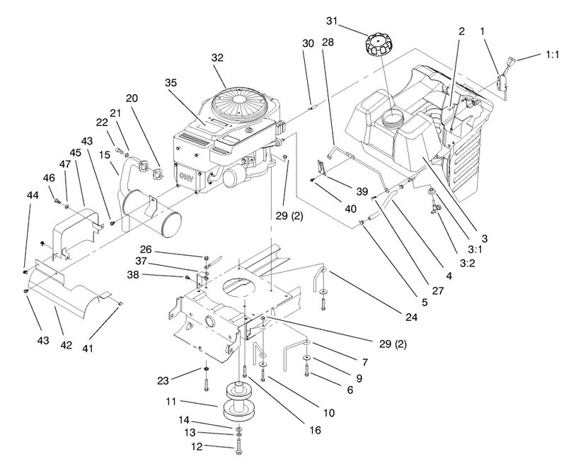 Engine and Gas Tank Assembly