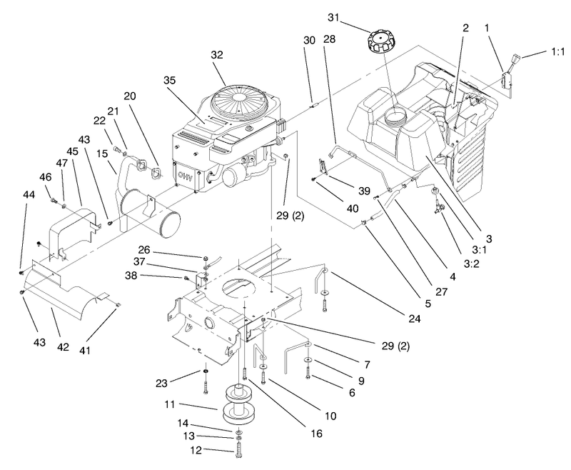 Engine and Gas Tank Assembly