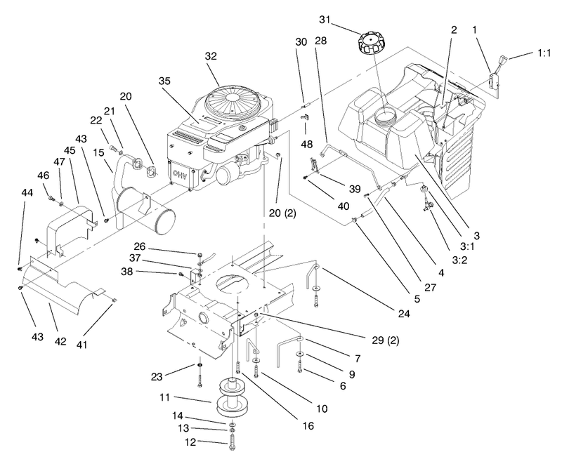 Engine and Gas Tank Assembly