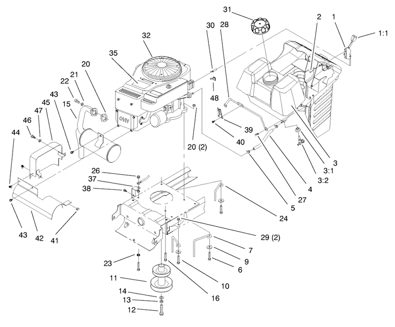 Engine and Gas Tank Assembly