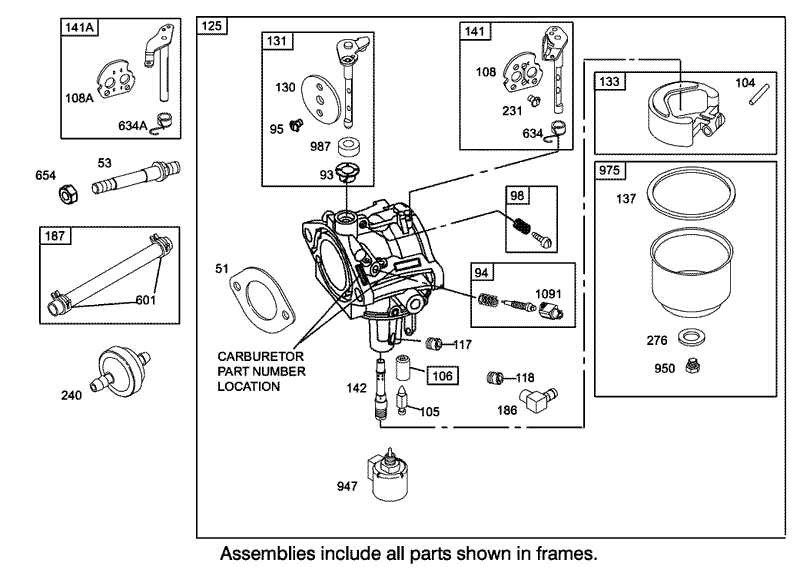 Carburetor Assembly Engine Briggs and Stratton Model 286H77 0121 E1