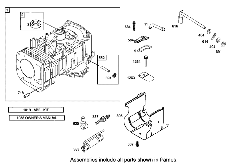 Cylinder Assembly Engine Briggs and Stratton Model 286H77 0121 E1