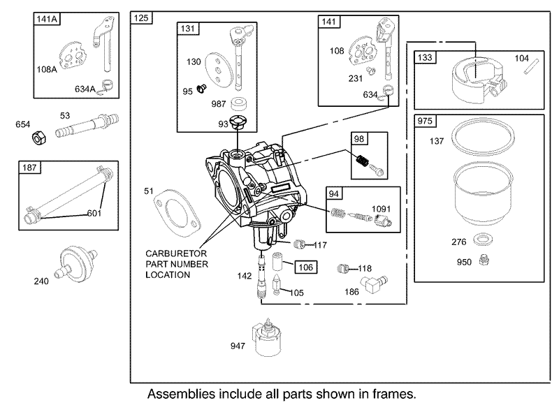 Carburetor Assembly Briggs and Stratton Model 286H77 0121 E1
