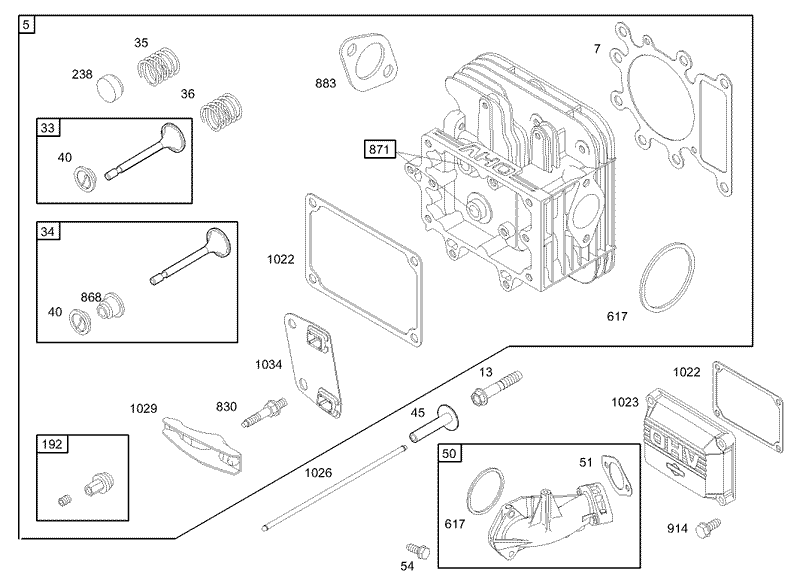 Cylinder Head Assembly Briggs and Stratton Model 286H77 0121 E1