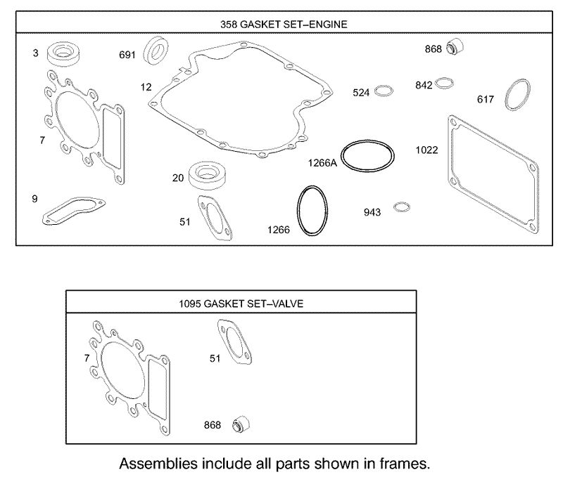 Gasket Assembly Engine Briggs and Stratton Model 286H77 0121 E1