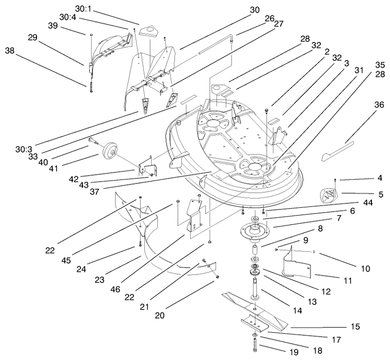38in Deck Components Assembly