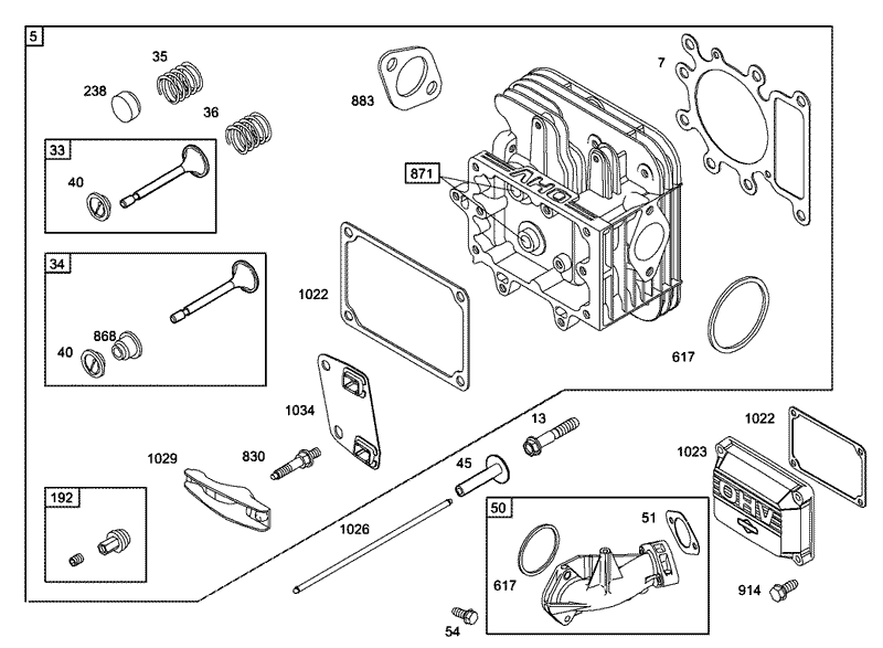 Cylinder Head Assembly Engine Briggs and Stratton Model 286H77 0121 E1