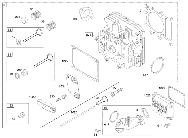 Cylinder Head Assembly Briggs and Stratton Model 286H77 0121 E1
