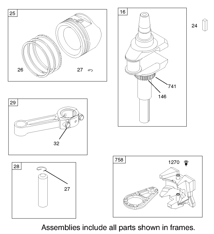 Crankshaft Assembly Briggs and Stratton Model 286H77 0121 E1