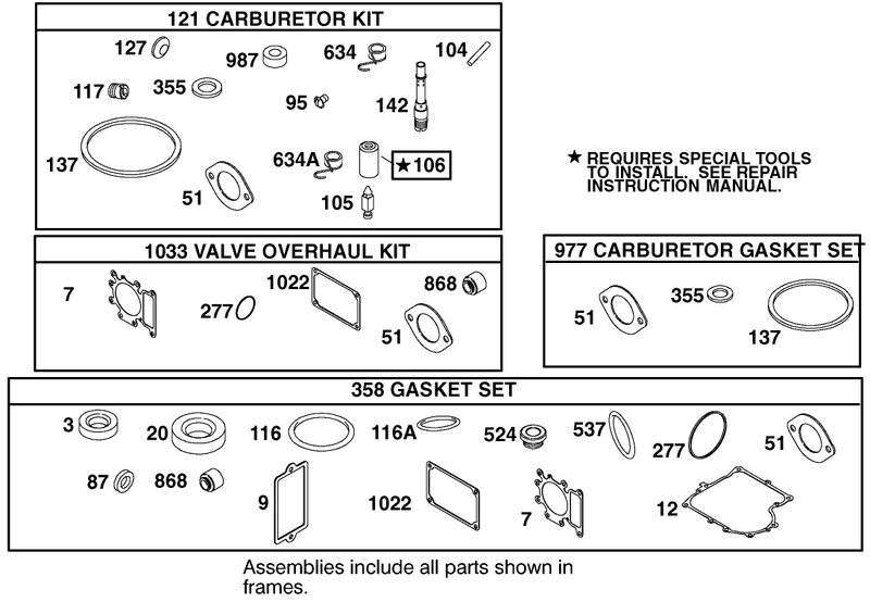 Carburetor Overhaul Kit Assembly Engine Briggs And Stratton Model 312777 0128 E1
