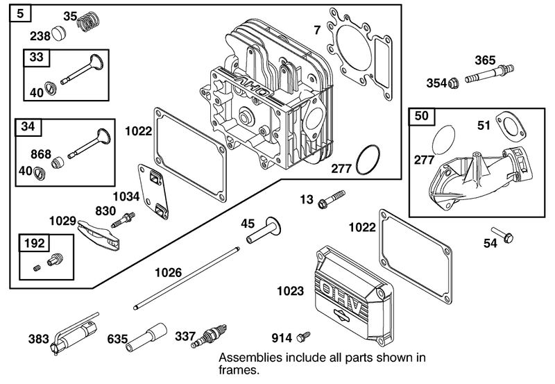 Cylinder Head Assembly Engine Briggs And Stratton Model 312777 0128 E1