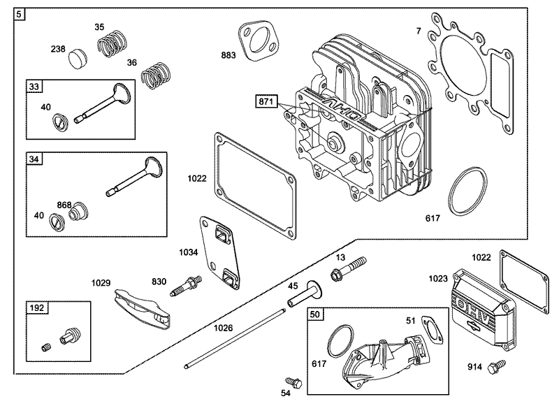 Cylinder Head Assembly Engine Briggs and Stratton Model 31F777 0123 E1