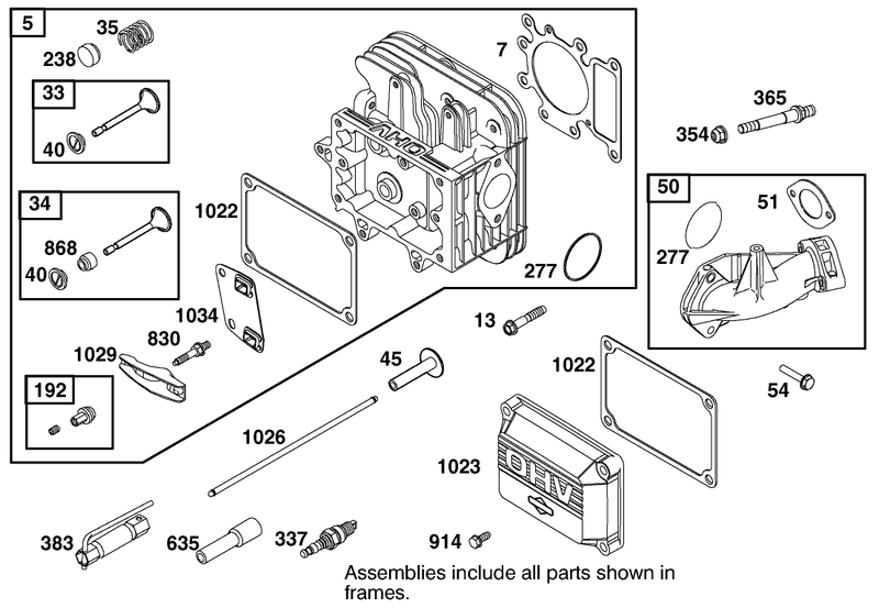 Cylinder Head Assembly Briggs And Stratton Model 312777 0128 E1