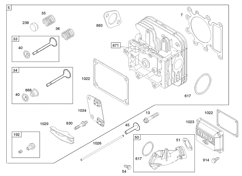 Cylinder Head Assembly Briggs and Stratton 31F777 0123 E1