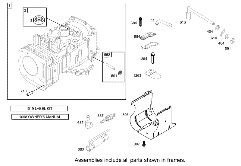 Cylinder Assembly Briggs and Stratton Model 31F777 0123 E1