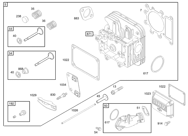 Cylinder Head Assembly Briggs and Stratton Model 31F777 0123 E1