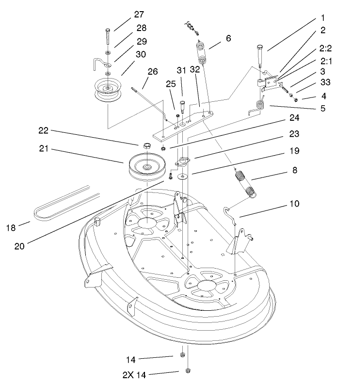 38in Deck Blade Drive and Braking Assembly