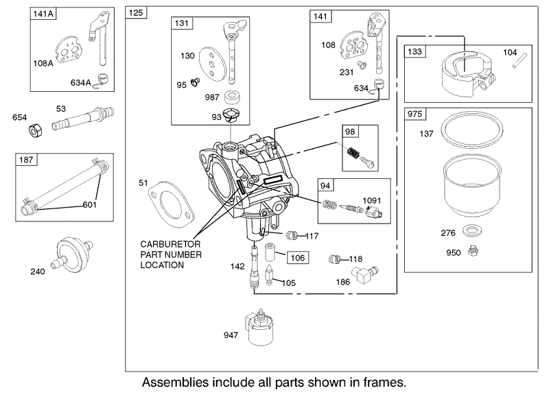 Carburetor Assembly Briggs and Stratton Model 286H77 0121 E1