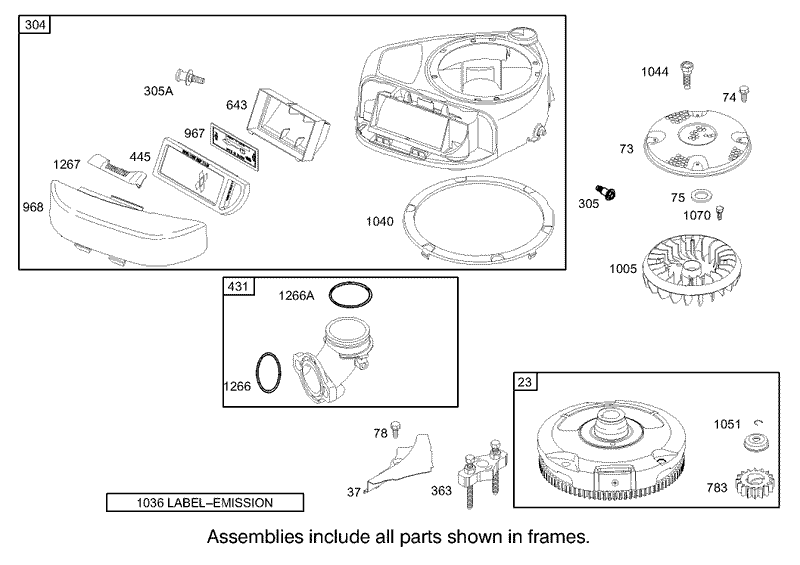 Blower Housing Assembly Engine Briggs and Stratton Model 280H07 0160 E1