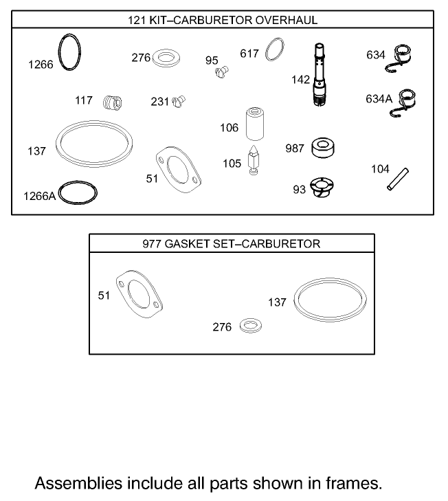 Carburetor Overhaul Kit Assembly Engine Briggs and Stratton Model 280H07 0160 E1