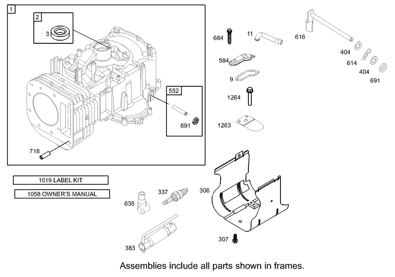 Cylinder Assembly Engine Briggs and Stratton Model 280H07 0160 E1