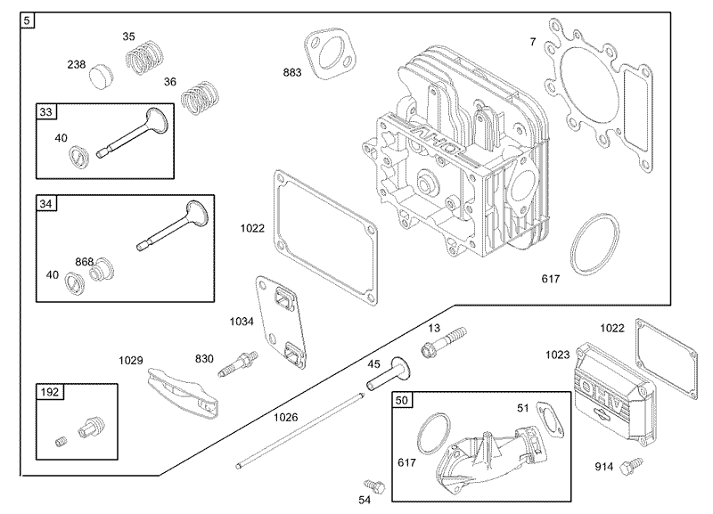 Cylinder Head Assembly Engine Briggs and Stratton Model 280H07 0160 E1