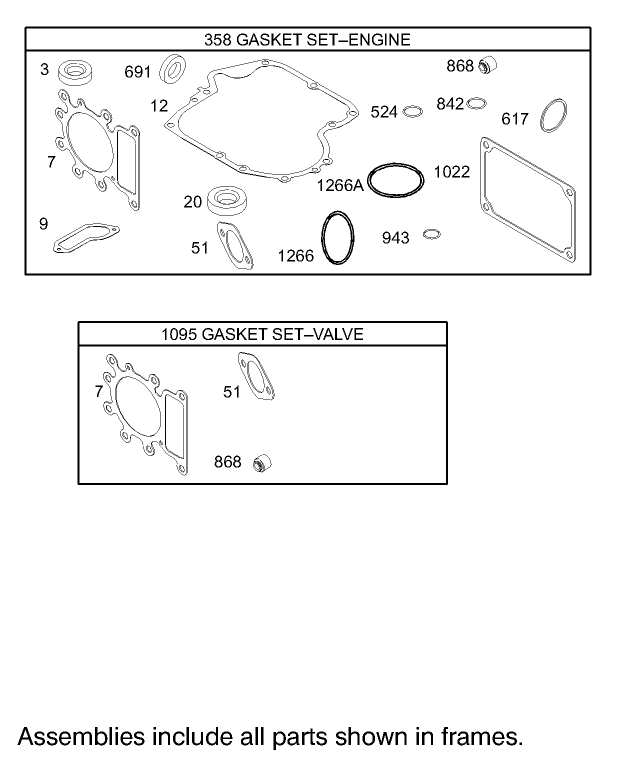 Gasket Assembly Engine Briggs and Stratton Model 280H07 0160 E1