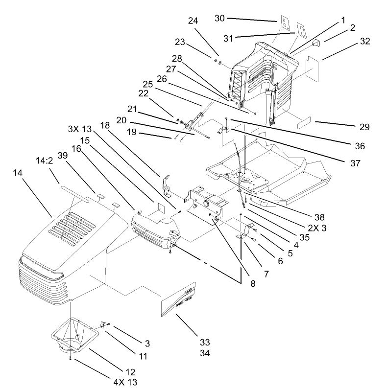 Hood and Tower Assembly