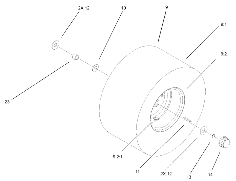 Rear Wheel and Tire Assembly