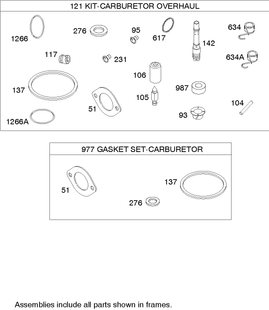 Carburetor Overhaul Kit Assembly Briggs and Stratton Model 280h07 0160 e1
