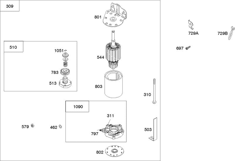 Starter Assembly Briggs and Stratton Model 280h07 0160 e1