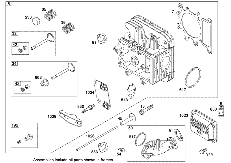 Cylinder Head Assembly Briggs and Stratton Model 31E777 0130 E1