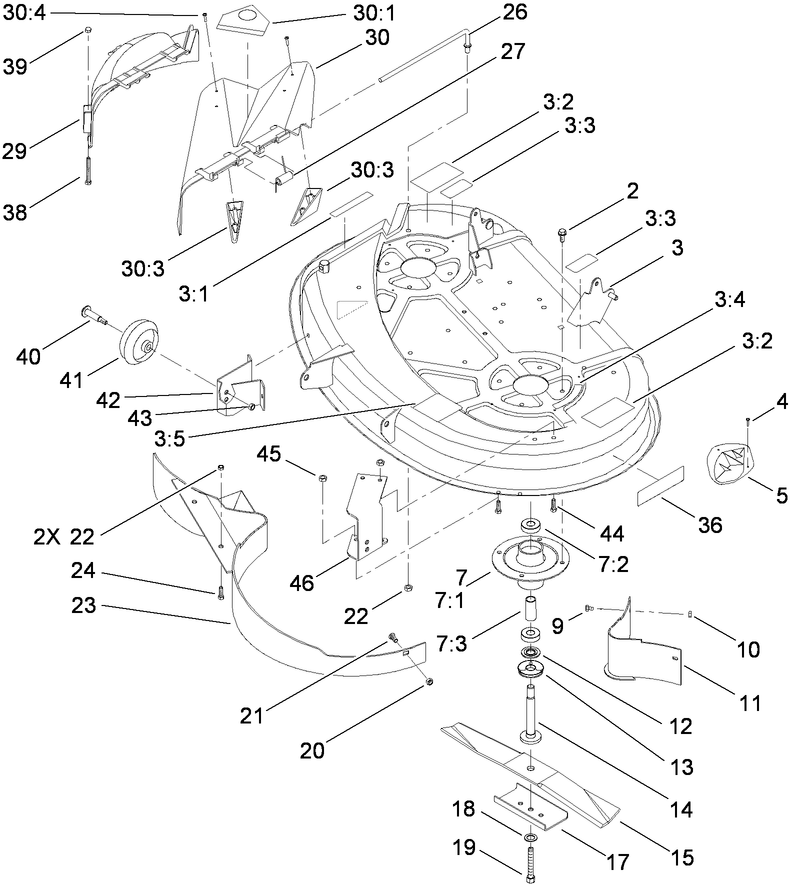 38 Inch Deck Spindle and Blade Assembly
