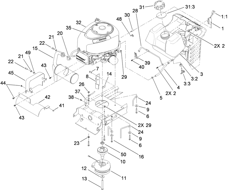 Engine Clutch and Exhaust Assembly