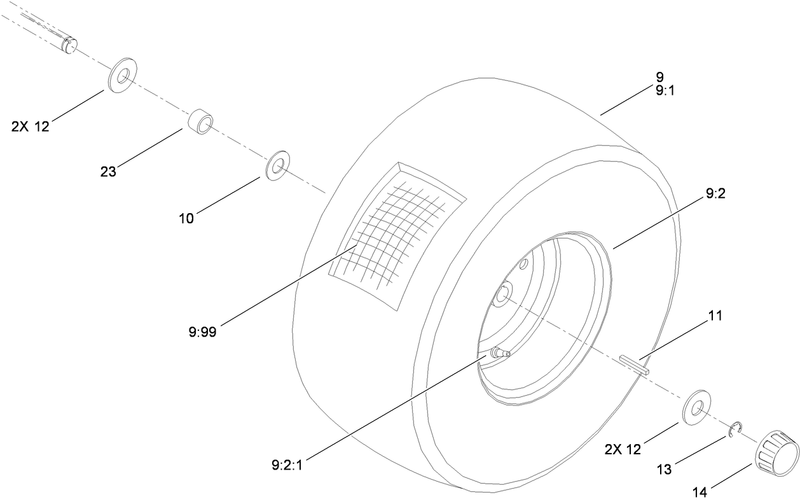 Rear Wheel and Tire Assembly