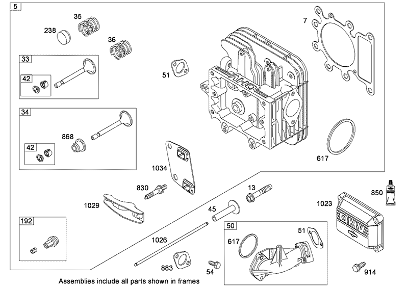 Cylinder Head Assembly Briggs and Stratton Model 31P777 0133 E1